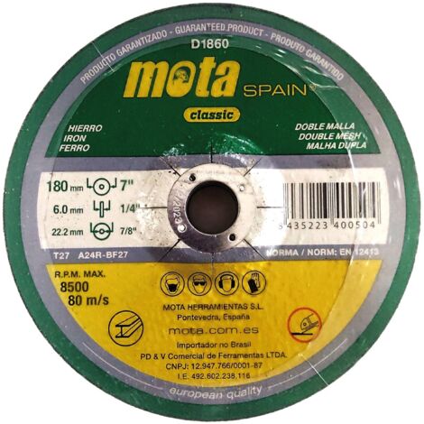 DISCO DESBASTE OX. Ø180x6.0x22.23mm D1860 MOTA (1/5)