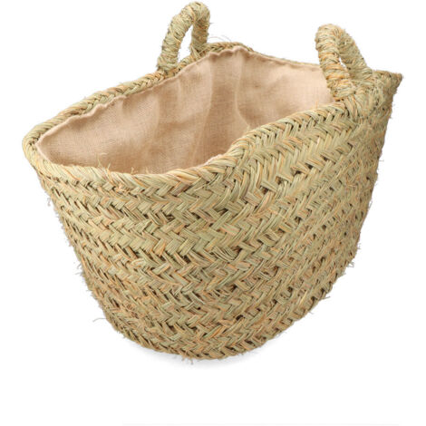 Capazo de esparto con forro para leña 60x35x45cm oval (1/5)