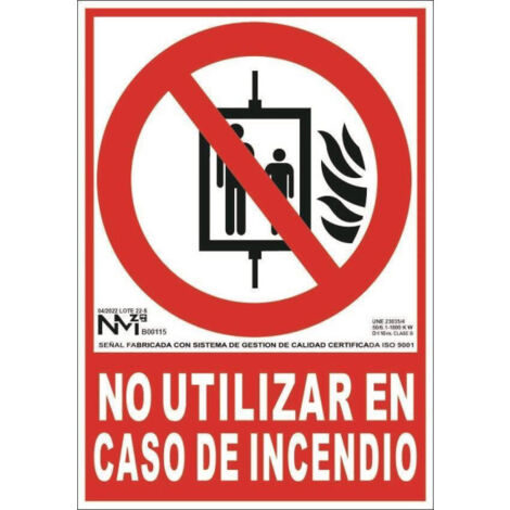 CARTEL DE EXTINCIÓN NO UTILIZAR EN CASO DE INCENDIO CLASE A (PVC 1mm) 21x30cm NORMALUZ