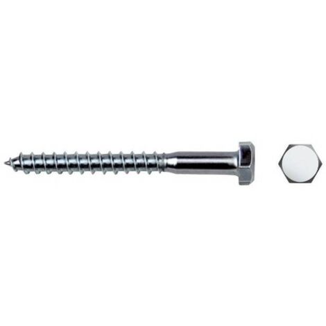 Celo 9640571 - Tirafondo Cabeza Hexagonal Din 571 Diámetro 6X40 Mm, Cincado, 250 Unidades