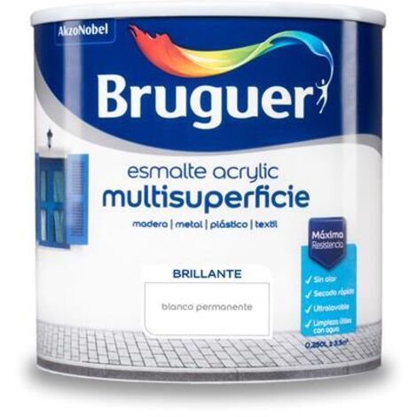 ESMALTE ACRYLIC MULTISUPERFICIE BRILLANTE BLANCO PERMANENTE 0,250L 5160638 BRUGUER
