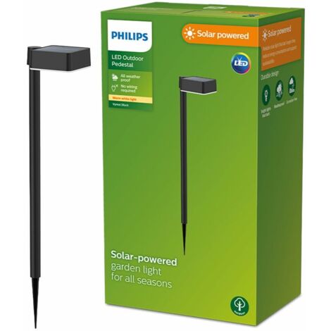 Pedestal PHILIPS Solar Cuadrado IP44 1,5W 200lm 2700K Luz Cálida 10,5x13,5x54cm (1/4)