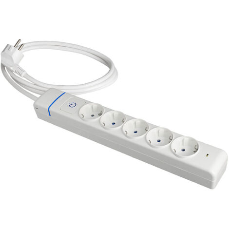 Prolongador Policarbonato 5 Tomas 3680W 850°C GWT Interruptor Luminoso Blanco 15m IP20 Solera (1/2)