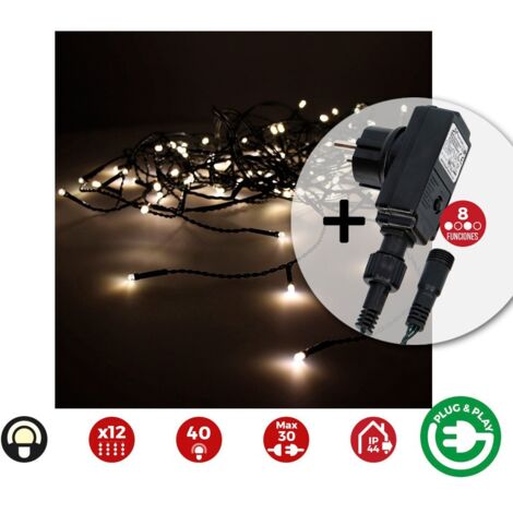 CORTINA ICICLE CON PROGRAMADOR EASY-CONNECT 2x0,5m 12 TIRAS 40 LEDS BLANCO CALIDO  EDM (1/2)