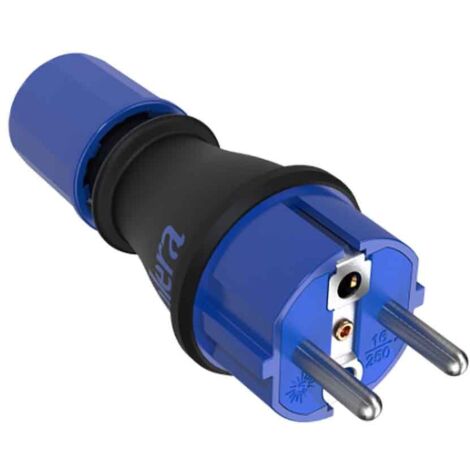 Clavija 2p+t, 16a,250v espigas de ø4,8mm. material caucho negro termoplástico 706tk solera