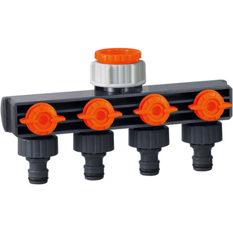 ADAPTADOR 4 VIAS PARA GRIFO DE JARDIN CON ENCHUFES RAPIDOS 19mm 3/4 EDM (1/2)