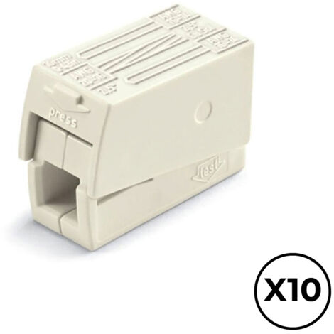 Conector rápido en linea presilla 3 vias, 2 rígidos + 1 rígido, semirígido o flexible ø máximo 2,5 mm², blanco, 10 uds