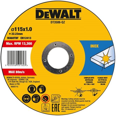 Disco de corte Dewalt Fast Cut dt3506-qz 10 Unidades 115 x 1 x 22,23 mm (1/2)