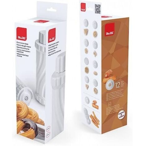 Ibili 687400 Churrera a Rosca, Máquina de Cookies, Plástico Libre de BPA, 12 Discos para Todo Tipo de Churros y Pastas, 0,65 Litros