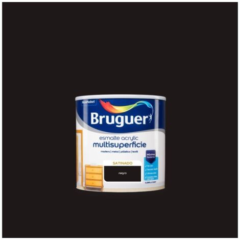 ESMALTE ACRYLICO MULTISUPERFICIE SATINADO NEGRO 0,250L 5160679 BRUGUER