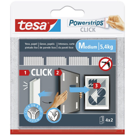 Tiras cuelga cuadros “Powerstrips M” medianas 4x2cm color blanco