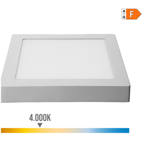 Downlight led superficie cuadrado cromado 20 w 1500 lm 4000 k luz dia 22 x 22 x 3 cm (1/4)