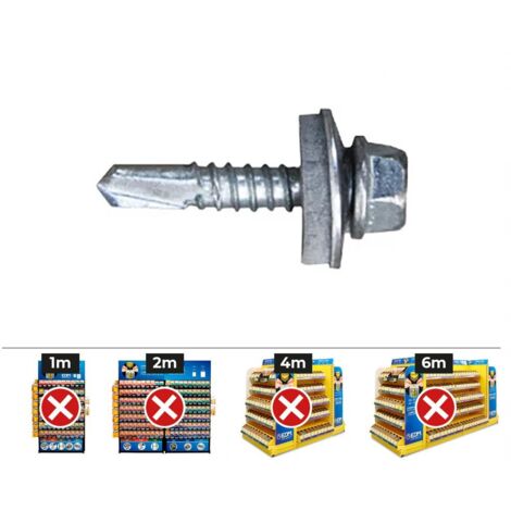 Caja 1000 unid. tornillo 7301 punta broca cabeza hexagonal sw8 ø 4,8x19 mm arandela de epdm ø14 cincado