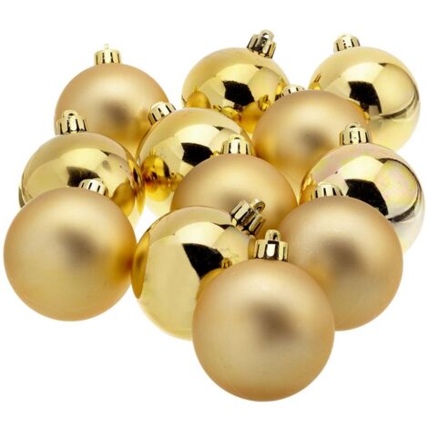 Caja de 12 bolas doradas decorativas para arbol de navidad ø6cm