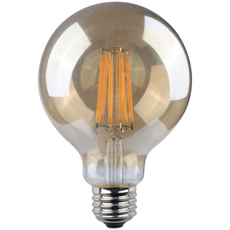 BOMBILLA DE GLOBO CON FILAMENTO DE LED. CRISTAL VINTAGE E27 8W 720lm 2000K LUZ CALIDA Ø9,5x14cm EDM (1/4)
