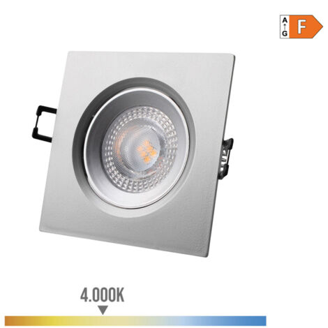 DOWNLIGHT LED EMPOTRABLE CUADRADO 5W 4000K LUZ DIA COLOR CROMO 9x9cm EDM (1/3)