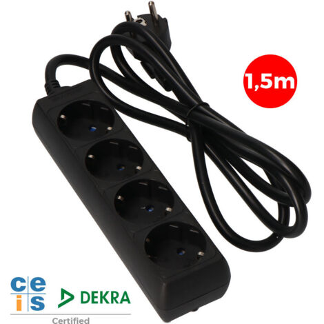 BASE MULTIPLE 4 TOMAS SCHUKO 1,5m 3x1,5mm NEGRA EDM (1/2)