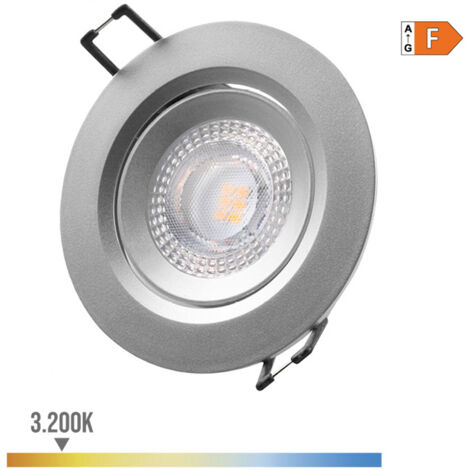 DOWNLIGHT LED EMPOTRABLE REDONDO 5W 3200K LUZ CALIDA COLOR CROMO Ø9cm EDM (1/3)