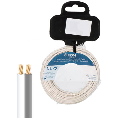 Carrete de cable paralelo de audio 2x1,50mm² color blanco y gris (15m de longitud) (1/2)