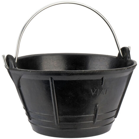Cubo de caucho negro italiano 10 l,con asa metálica. (1/2)