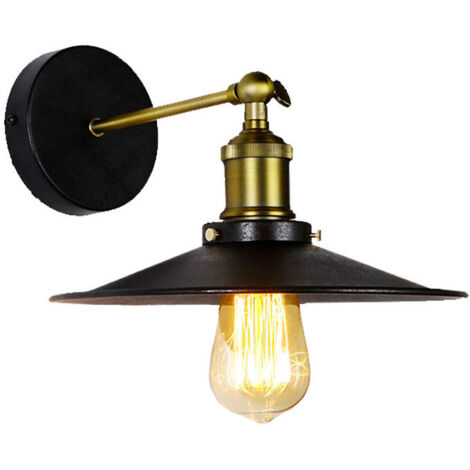 APLIQUE DE PARED METALICO VINTAGE E27 60W COLOR NEGRO Ø28x24,5x26cm EDM (1/3)