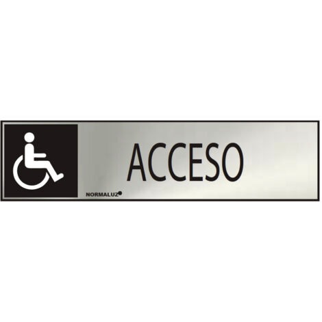 Cartel informativo acceso discapacitados (inox adhesivo 0.8mm) 5x20cm normaluz
