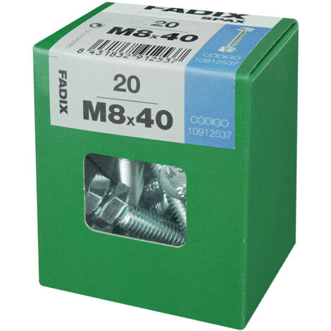 Caja l 20 unid. tornillo metrica cab hex+tuerca cinc m 8x40mm fadix (1/2)