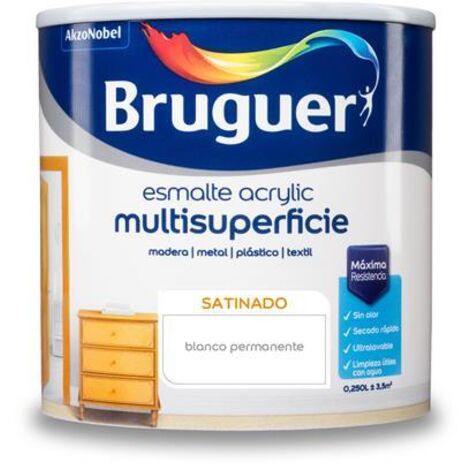 ESMALTE ACRYLICO MULTISUPERFICIE SATINADO BLANCO PERMANENTE 0,250L 5160660 BRUGUER