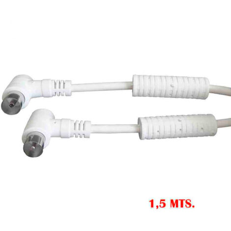 PROLONGACION TV-VIDEO ACODADA CON FILTRO 9,5mm 1,5m ENVASADA BLANCA EDM (1/2)