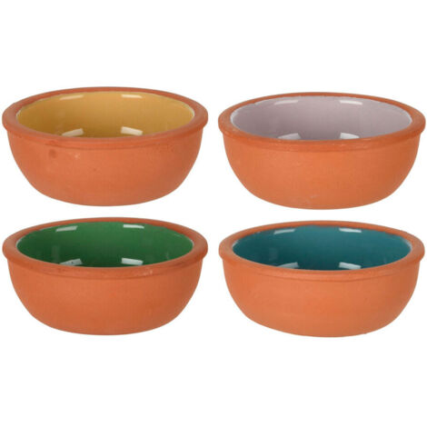 SET 4 CUENCOS PARA APERITIVOS DE BARRO COLORES SURTIDOS. 150ml Ø10,4x4,2cm (1/2)