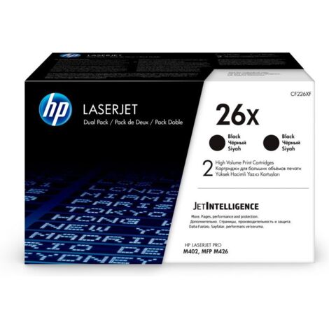 HP LaserJet Pro M402/426 Pack 2 Toner Negro nº26X 9.000 páginas alta capacidad (1/5)