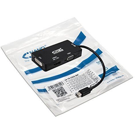 Adaptador Mini DisplayPort a VGA/DVI/HDMI 3 en 1 NANOCABLE 10.16.3302-BK (1/3)