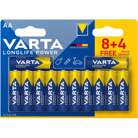 PILA AA LR06 LONGLIFE POWER VARTA BLx8+4 ALCALINA