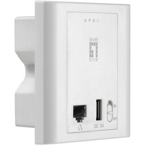 PUNTO DE ACCESO WIFI LEVEL ONE 300N POE PARA MONTAJE EN PARED CAJA 86MMX86MM PUERTO USB CARGA (1/2)
