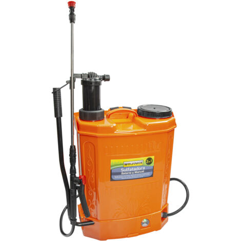 Sulfatadora Electrica A Bateria Doble Uso Bateria o Manual, Con Bateria Recargable 12 V / 8 Amperios