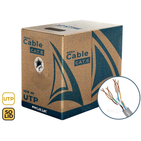 Cable de Red Rígido UTP Categoría 6 Phasak PHR 6100 Gris 100 m (1/6)