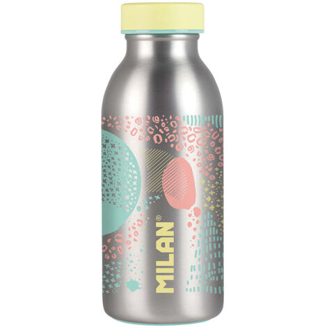 MILAN® Botella isotérmica de acero inoxidable 354 ml serie Silver, amarillo (1/2)