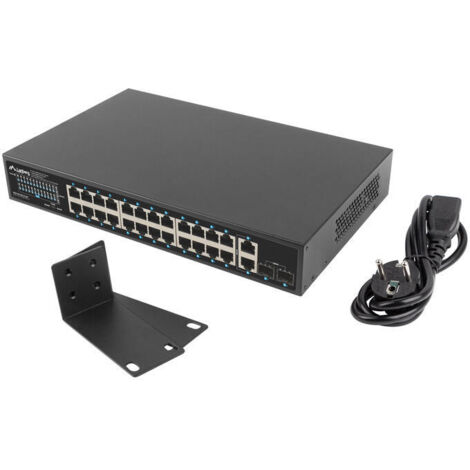 SWITCH LANBERG 24 PTOS 1GB POE+/2X SFP 2X GBIT ETHERNET 360W RACK 19 (1/4)