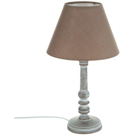 Lámpara 'Leo' gris topo - madera A. 36 cm - Atmosphera créateur d'intérieur
