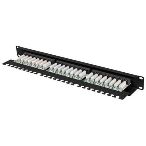 PATCH PANEL LANBERG 24 PUERTOS 1U 19 CAT.6 UTP CON ORGANIZADOR CABLES NEGRO (1/2)