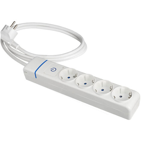 Prolongador con 4 tomas 2p+t, 16a 250v con interruptor luminoso. 1.5 m de cable h05vv-f 3g1,5mm². 8014pil solera (1/2)