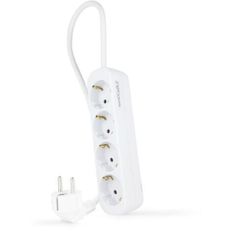 Regleta Nanocable 10.37.0004-NS/ 4 Tomas de Corriente/ Cable 1.4m/ Blanca (1/4)