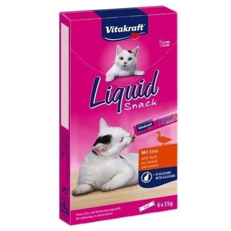 VITAKRAFT Cat Liquid Snack - premio líquido para gatos: pato, beta-glucano 6 uds.