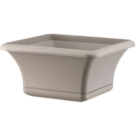 Maceta cuadrada 24 cm con platillo gris