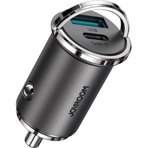 Cargador rápido para coche USB-C de 45 W y 5 A PD QC 3.0 AFC SCP gris (1/5)