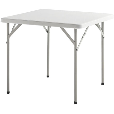 Mesa Plegable Cuadrada HDPE Multifuncional, Portatil, Resistente,Multiusos 86x86x74 cm. Color Blanco (1/5)