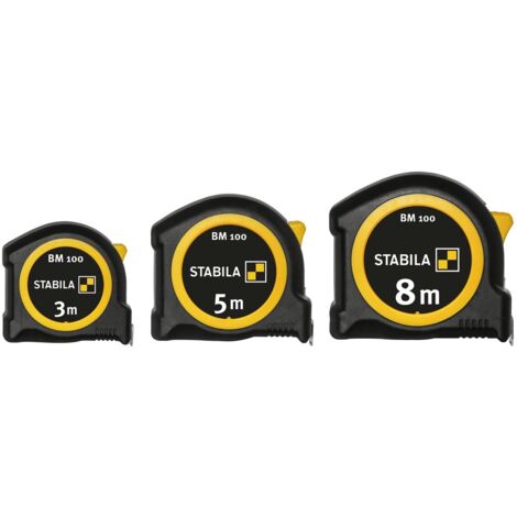 Cinta de bolsillo BM 100 L.8m LAR .25 mm mm/mm EG II Clip de metal ABS/TPE STABILA