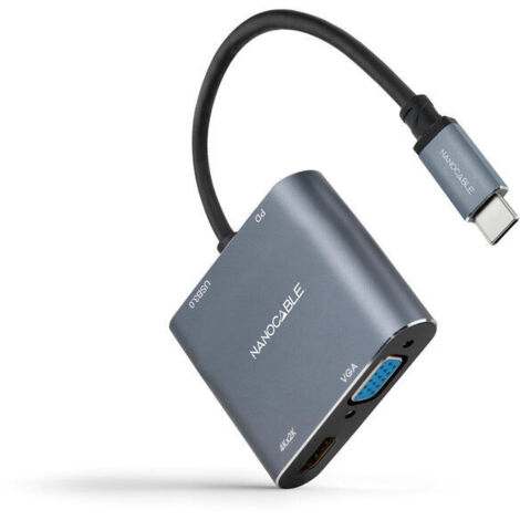 Adaptador USB C a HDMI NANOCABLE 10.16.4304 Gris 4K Ultra HD 15 cm (1/4)