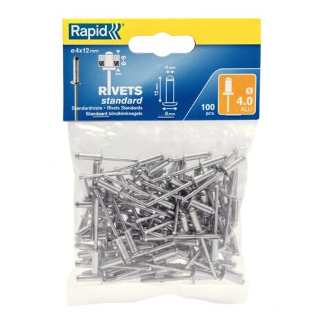 Juego de 100 remaches de aluminio Diam.4 x H.12 mm RAPID Rapid (1/3)