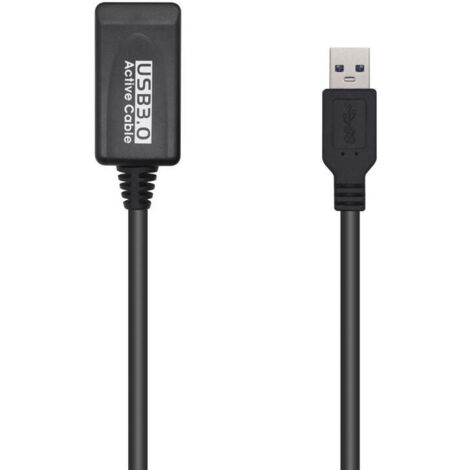 Cable Alargador USB 3.0 con amplificador Aisens A105-0525/ USB Macho - USB Hembra/ 5m/ Negro (1/3)